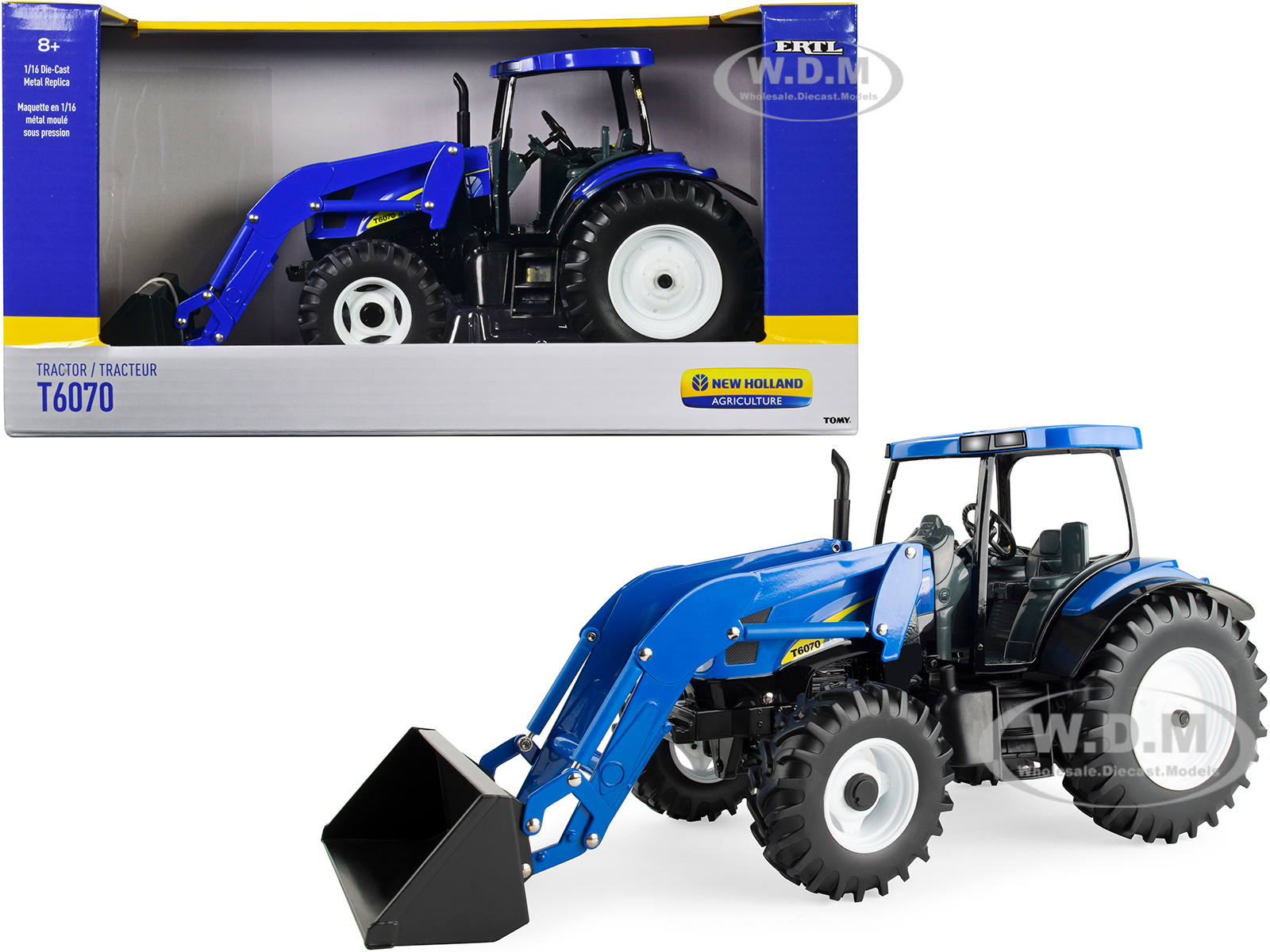 New Holland T6070 Tractor with Loader Blue "New Holland Agriculture" Series 1/16 Diecast Model by ERTL TOMY