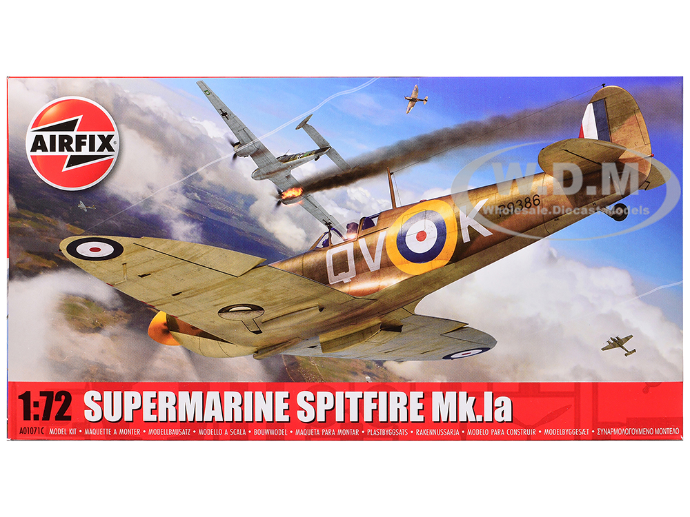 Level 1 Model Kit Supermarine Spitfire Mk.Ia Fighter Aircraft 1/72 Plastic Model Kit by Airfix