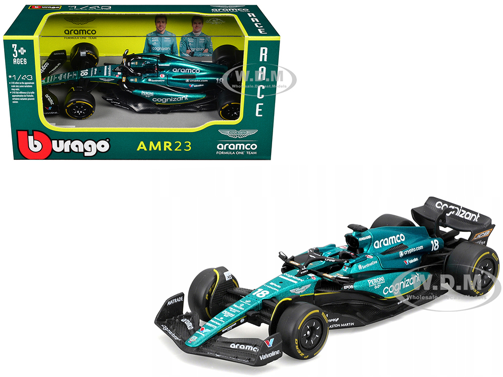 Aston Martin AMR23 18 Lance Stroll "Cognizant Aramco F1 Team" Formula One F1 World Championship (2023) "Race" Series 1/43 Diecast Model Car by Bburag