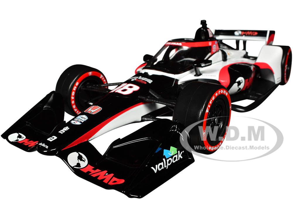 Dallara IndyCar #18 David Malukas HMD Trucking Dale Coyne Racing with HMD Motorsports (Road Course Configuration) NTT IndyCar Series (2023) 1/18 Diecast Model Car by Greenlight