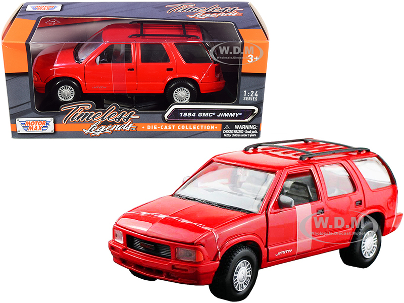 1994 GMC Jimmy with Roof Rack Red Timeless Legends Series 1/24 Diecast Model Car by Motormax