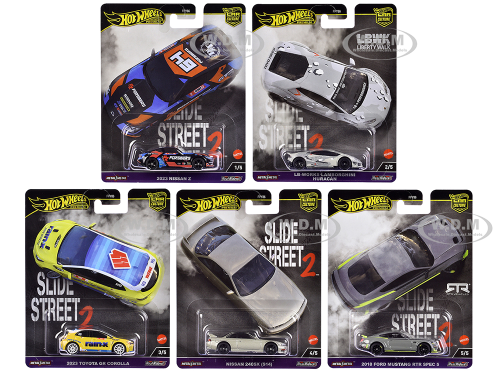 "Slide Street 2" 5 piece Set "Car Culture" 2024 Series H Diecast Model Cars by Hot Wheels