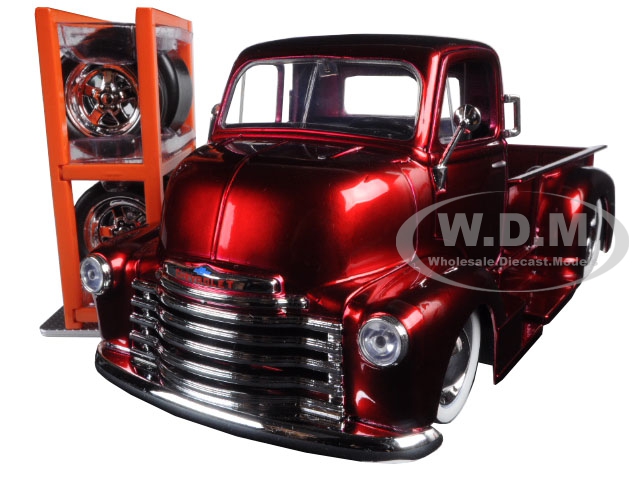 1952 Chevrolet Coe Pickup Truck Red "just Trucks" With Extra Wheels 1/24 Diecast Model By Jada