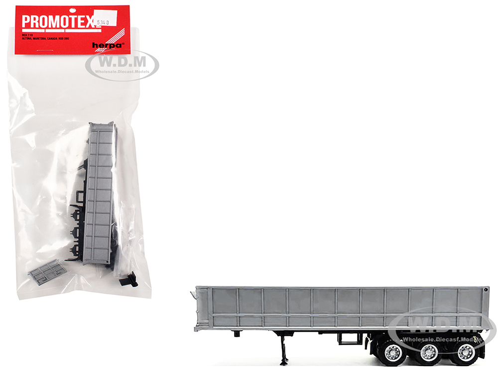 3-Axle Dump Trailer Silver 1/87 (HO) Plastic Model by Promotex