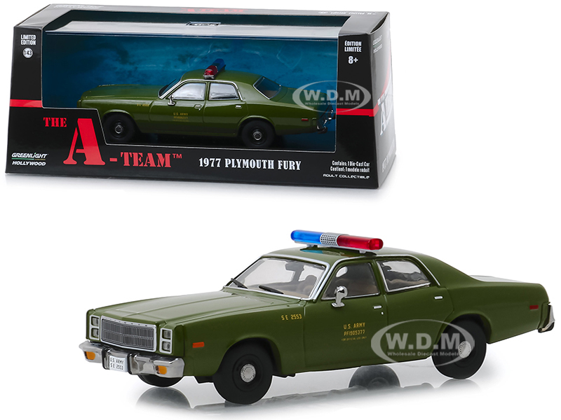 1977 Plymouth Fury U.s. Army Police "the A-team" (1983-1987) Tv Series 1/43 Diecast Model Car By Greenlight