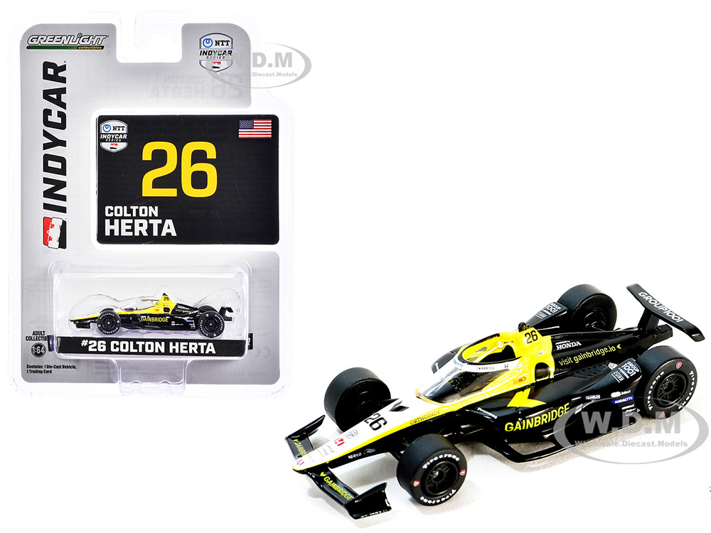 Dallara IndyCar #26 Colton Herta Gainbridge Andretti Autosport NTT IndyCar Series (2024) 1/64 Diecast Model Car by Greenlight