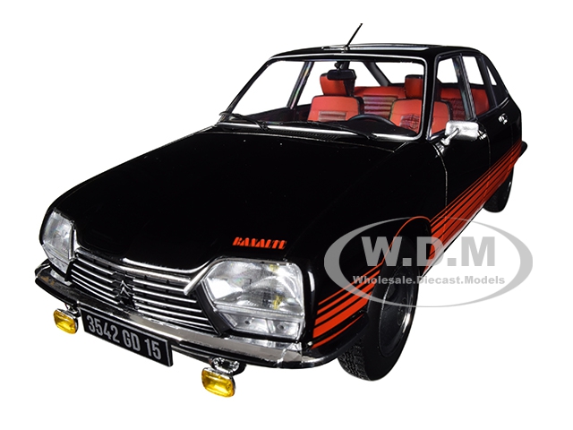 1978 Citroen Gs "basalte" With Sunroof Open Black And Red Deco 1/18 Diecast Model Car By Norev