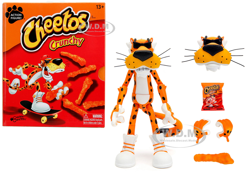 Chester Cheetah 5.5 Figure with Accessories and Alternate Head and Hands Cheetos Crunchy model by Jada