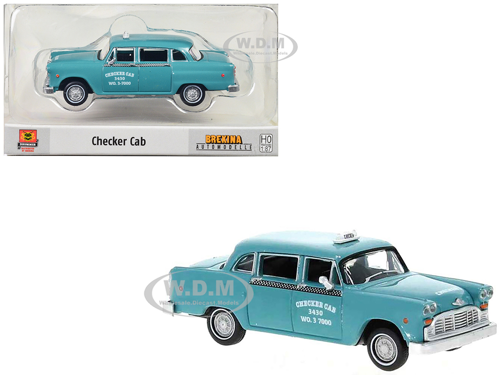 1974 Checker Cab Light Blue Detroit 1/87 (HO) Scale Model Car by Brekina