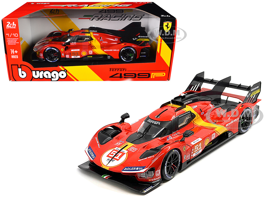 Ferrari 499P #51 James Calado - Antonio Giovinazzi - Alessandro Pier Guidi Ferrari AF Corse Winner 24 Hours of Le Mans (2023) Racing Series 1/18 Diecast Model Car by Bburago