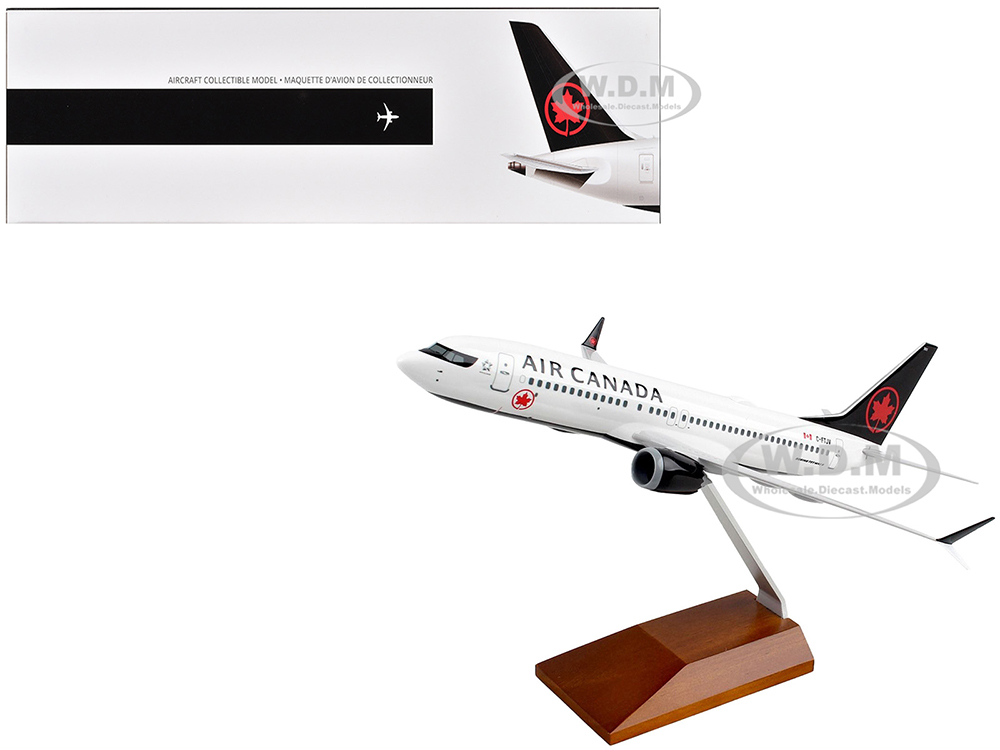 Boeing 737 MAX 8 Commercial Aircraft Air Canada (C-FTJV) White with Black Tail (Snap-Fit) 1/130 Plastic Model by Skymarks