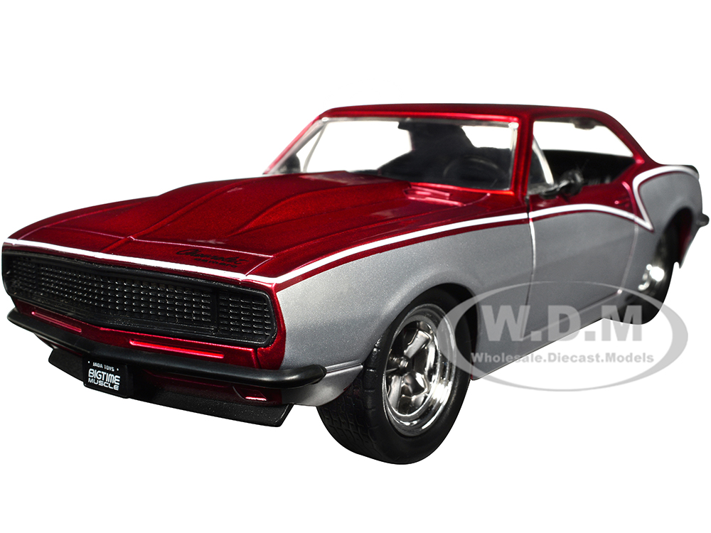 1967 Chevrolet Camaro Candy Red and Silver Metallic Bigtime Muscle Series 1/24 Diecast Model Car by Jada