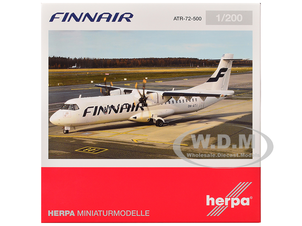 ATR 72-500 Commercial Aircraft "FinnAir" (OH-ATI) White 1/200 Diecast Model Airplane by Herpa