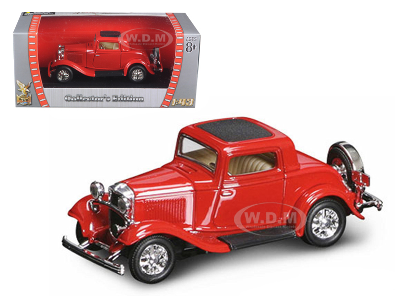 1932 Ford 3 Window Coupe Red 1/43 Diecast Model Car By Road Signature