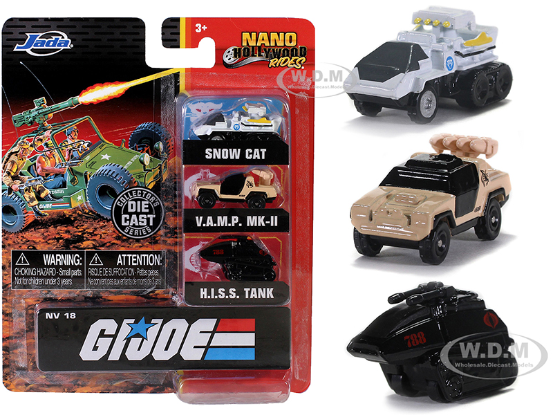 G.I. Joe 3 piece Set Nano Hollywood Rides Diecast Models by Jada