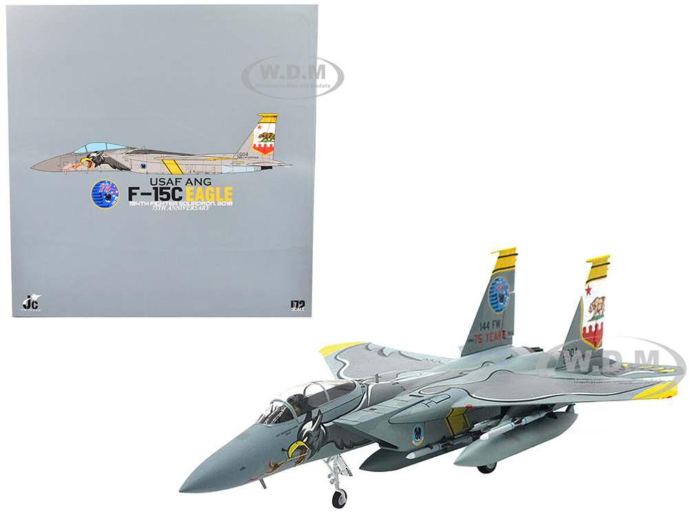 McDonnell Douglas F-15C Eagle Fighter Aircraft 004 California "USAF ANG 194th Fighter Squadron 75th Anniversary Edition" (2018) 1/72 Diecast Model by