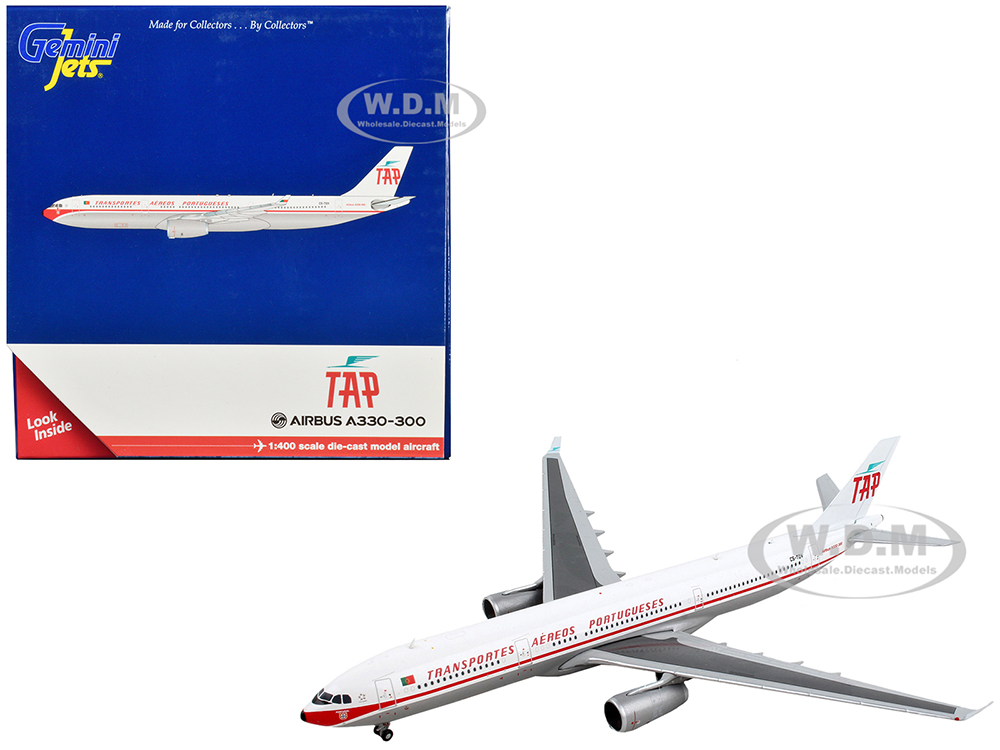 Airbus A330-300 Commercial Aircraft TAP Air Portugal White with Red Stripes 1/400 Diecast Model Airplane by GeminiJets