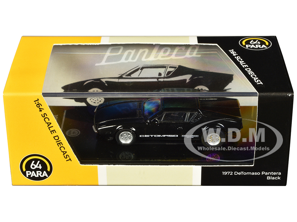 1972 De Tomaso Pantera Black 1/64 Diecast Model Car by Paragon Models