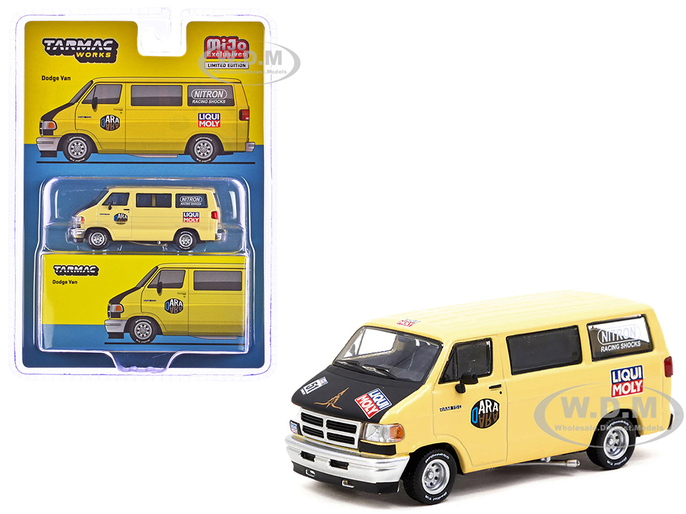 Dodge Ram 150 Van Yellow with Black Hood and Graphics "Global64" Series 1/64 Diecast Model by Tarmac Works