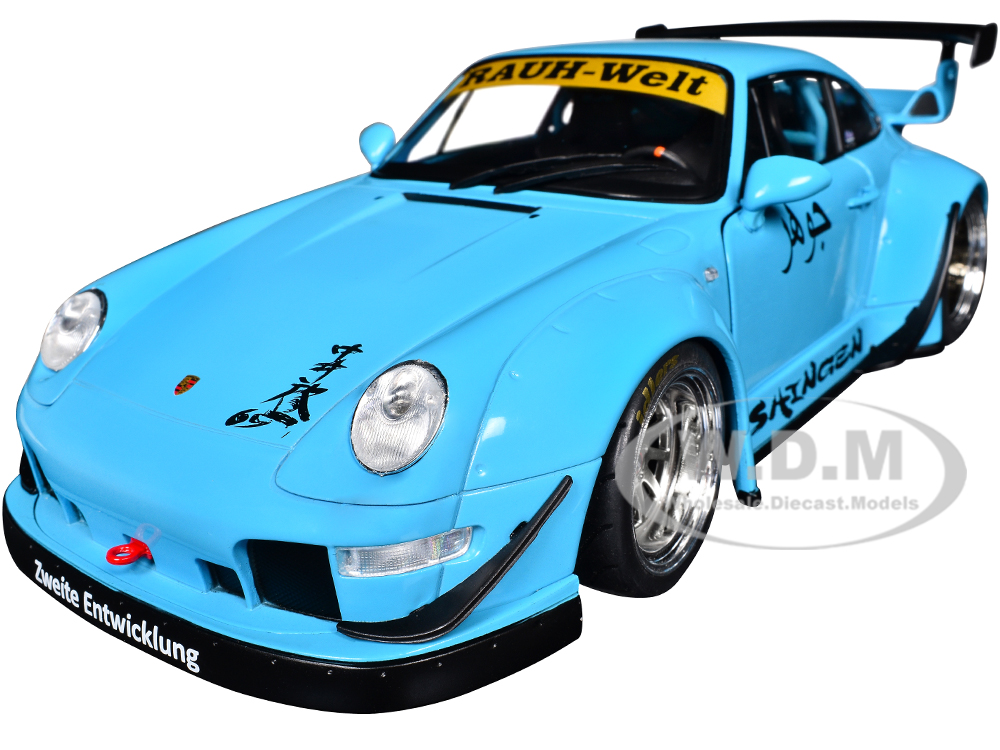 2018 RWB Shingen Light Blue with Graphics Rauh WeltBegriff 1/18 Diecast Model Car by Solido