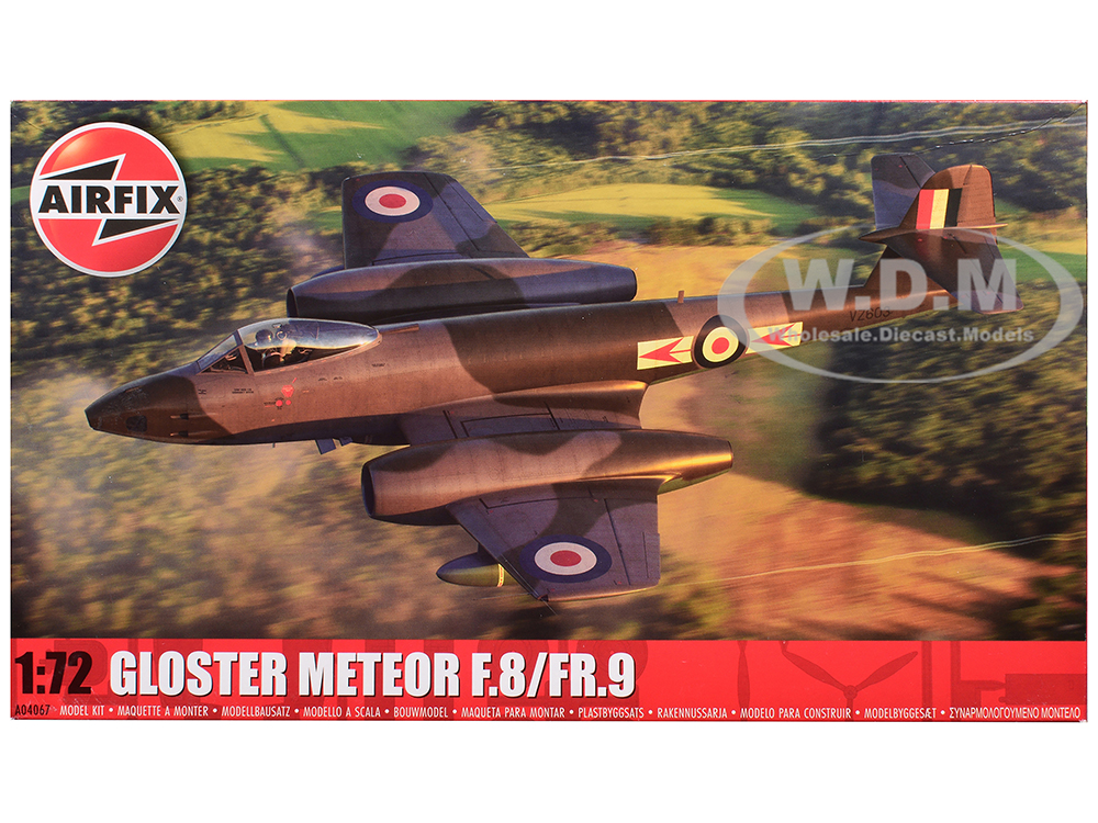 Level 2 Model Kit Gloster Meteor F.8/FR.9 Fighter Aircraft with 2 Scheme Options 1/72 Plastic Model Kit by Airfix