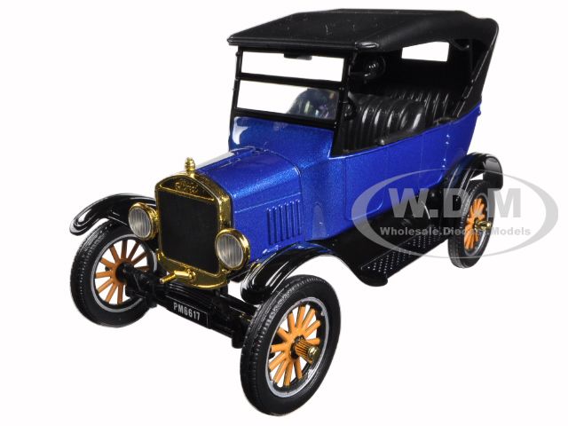 1925 Ford Model T Touring Blue Metallic with Black Top 1/24 Diecast Model Car by Motormax