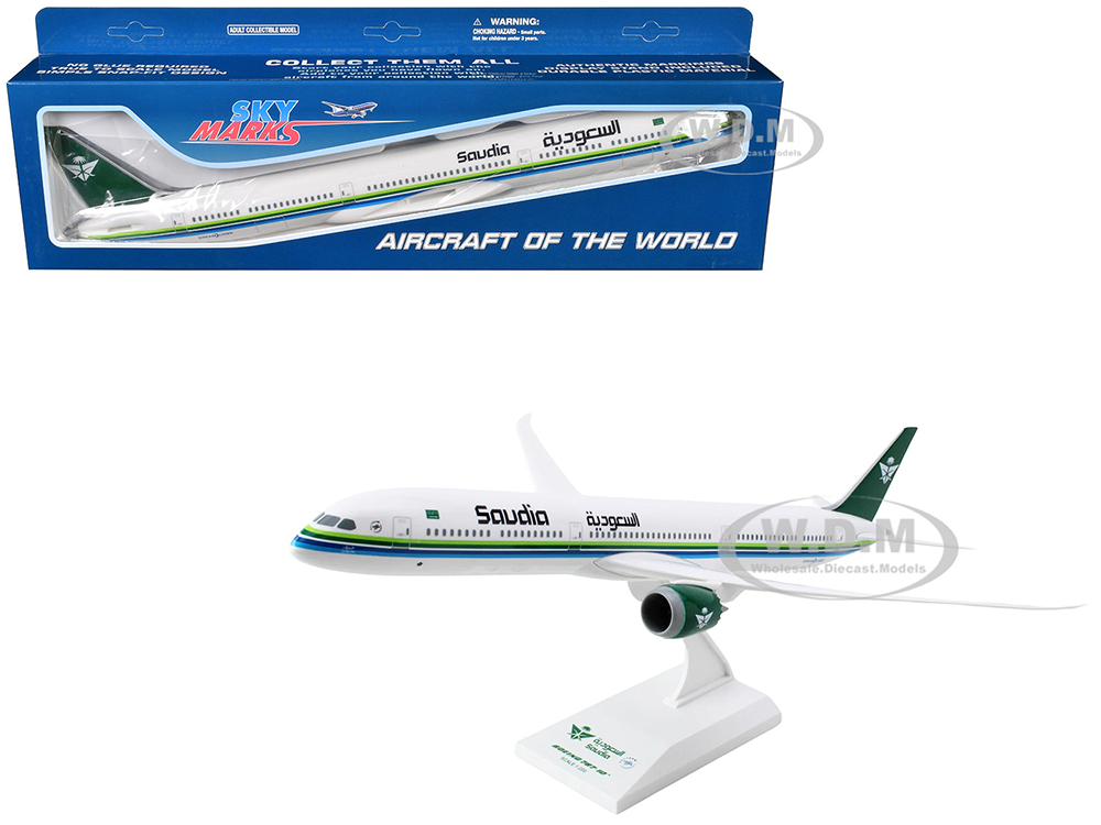 Boeing 787-10 Commercial Aircraft Saudia Airlines White with Green and Blue Stripes (Snap-Fit) 1/200 Plastic Model by Skymarks