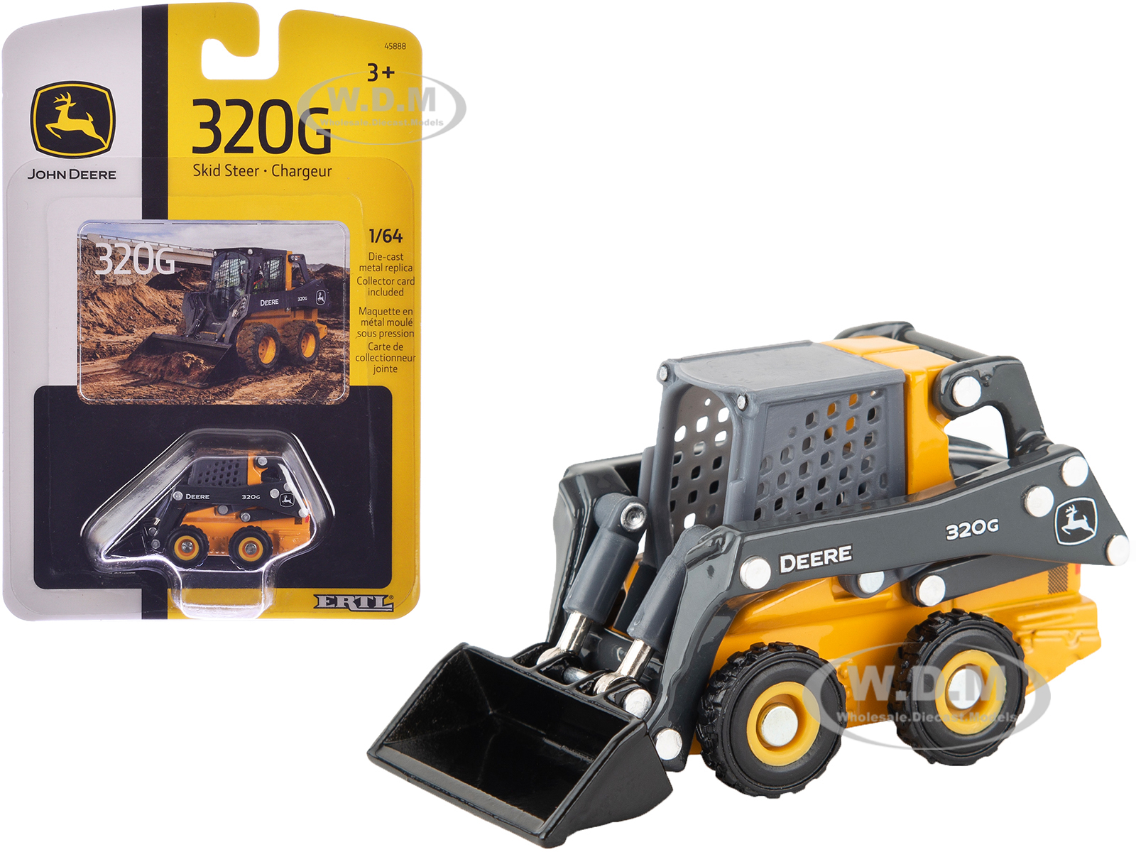 John Deere 320G Skid Steer Yellow and Gray 1/64 Diecast Model by ERTL TOMY