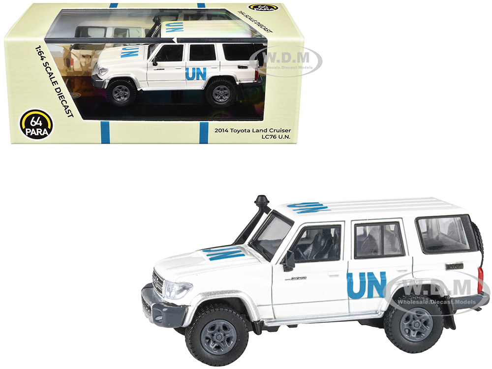 2014 Toyota Land Cruiser LC76 White United Nations 1/64 Diecast Model Car by Paragon Models