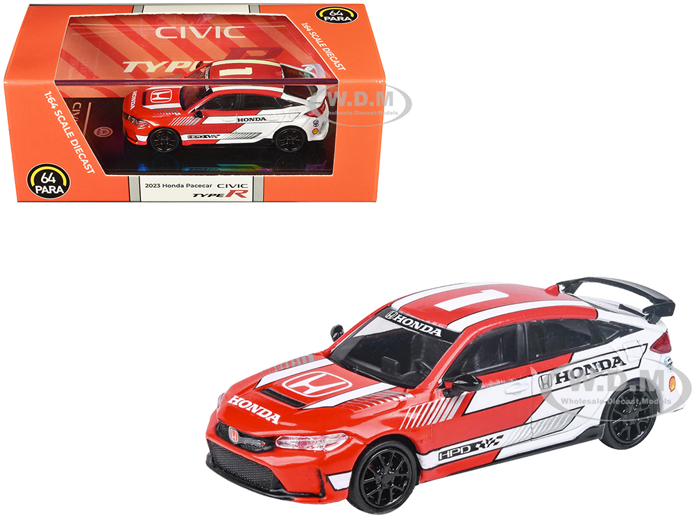 2023 Honda Civic Type R FL5 Red and White Indycar Pace Car 1/64 Diecast Model Car by Paragon Models