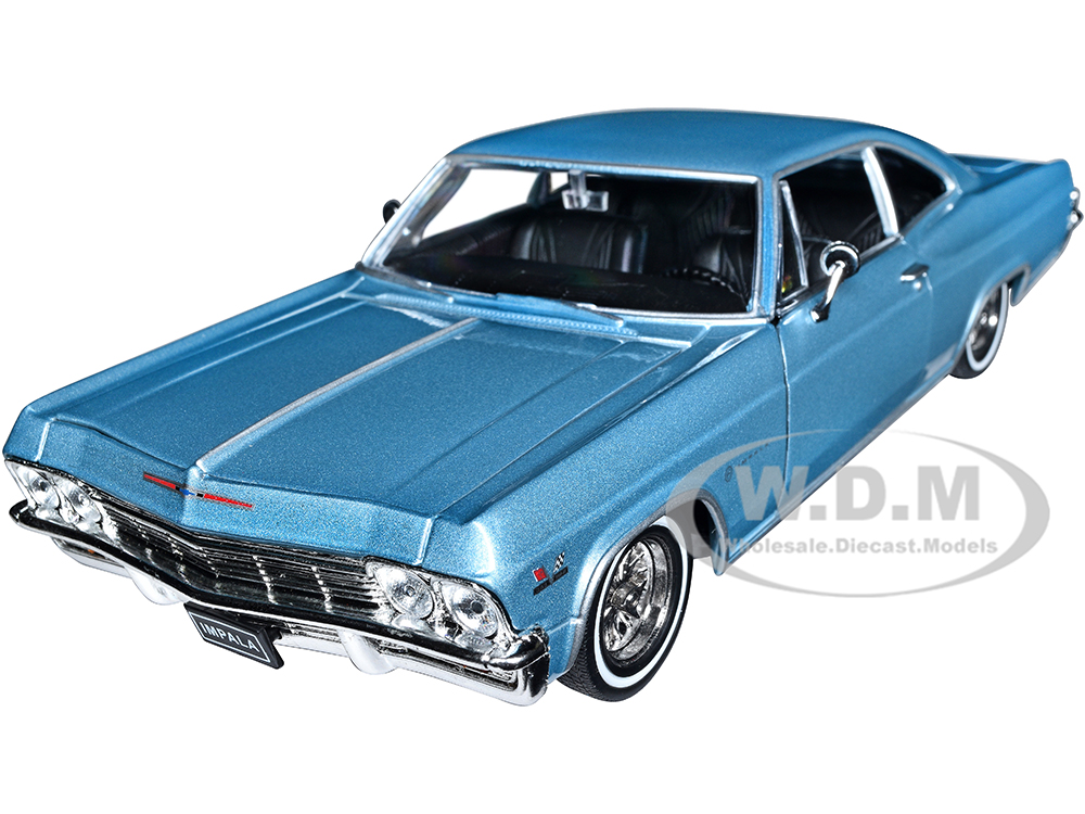 1965 Chevrolet Impala SS 396 Lowrider Light Blue Metallic Low Rider Collection 1/24 Diecast Model Car by Welly