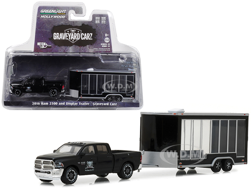 2016 Dodge Ram 2500 And Display Trailer Black "graveyard Carz" 2012 Tv Series Hitch & Tow Series 13 1/64 Diecast Model Car By Greenlight