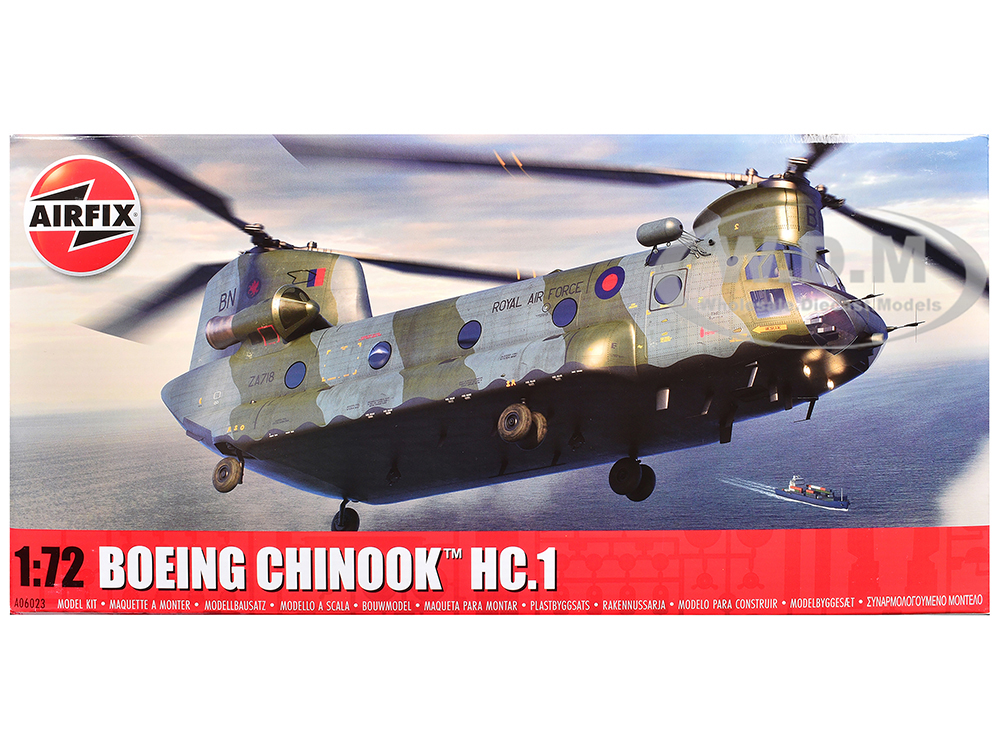 Level 3 Model Kit Boeing Chinook HC.1 Helicopter with 2 Scheme Options 1/72 Plastic Model Kit by Airfix