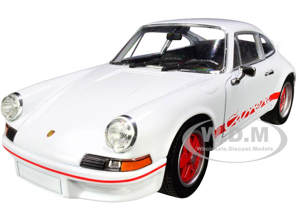 Porsche 911 Carrera RS 2.7 White with Red Stripes "NEX Models" 1/24 Diecast Model Car by Welly