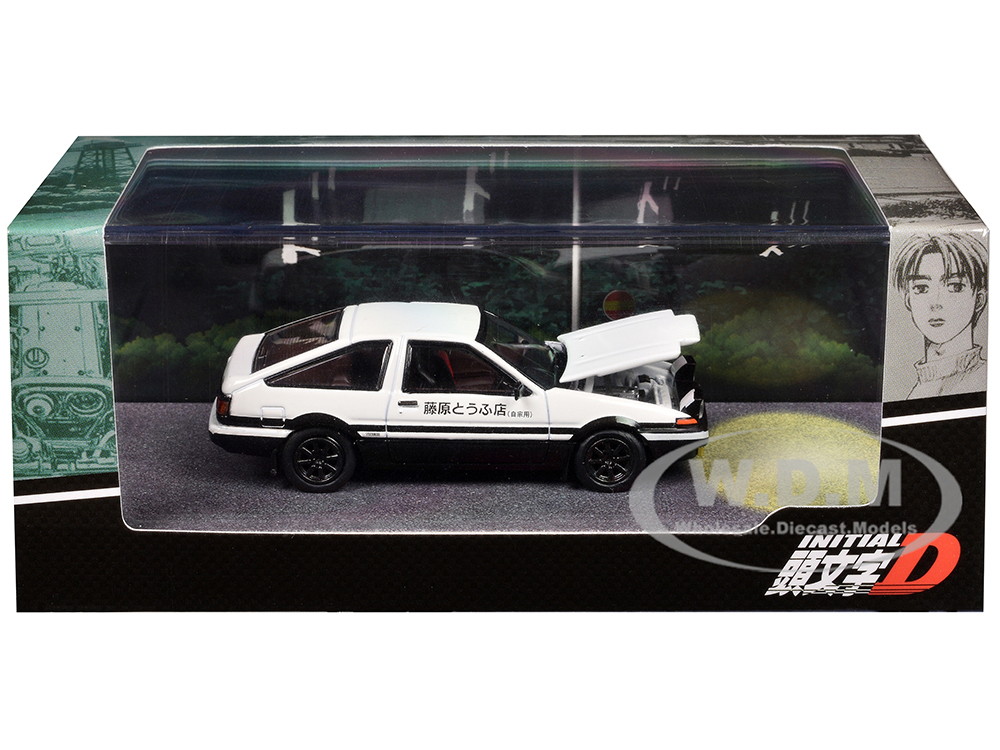 Toyota Sprinter Trueno (AE86) RHD (Right Hand Drive) White and Black "Engine Mounted Model VS Kyoichi Sudo" "Initial D" (1995-2013) Manga 1/64 Diecas