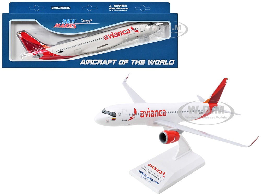 Airbus A320neo Commercial Aircraft Avianca (N943AV) White with Red Tail 1/150 Plastic Model by Skymarks