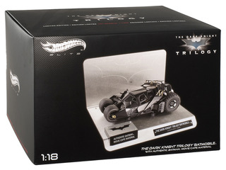 Elite "the Dark Knight" Trilogy Batmobile With Authentic Movie Batman Cape Material 1/18 Diecast Model By Hotwheels