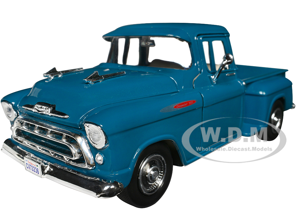 1957 Chevrolet 3100 Stepside Pickup Truck Teal Metallic "Timeless Legends" Series 1/24 Diecast Model Car by Motormax