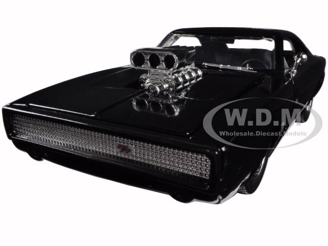 Doms 1970 Dodge Charger R/t Black "fast & Furious 7" Movie 1/24 Diecast Model Car By Jada