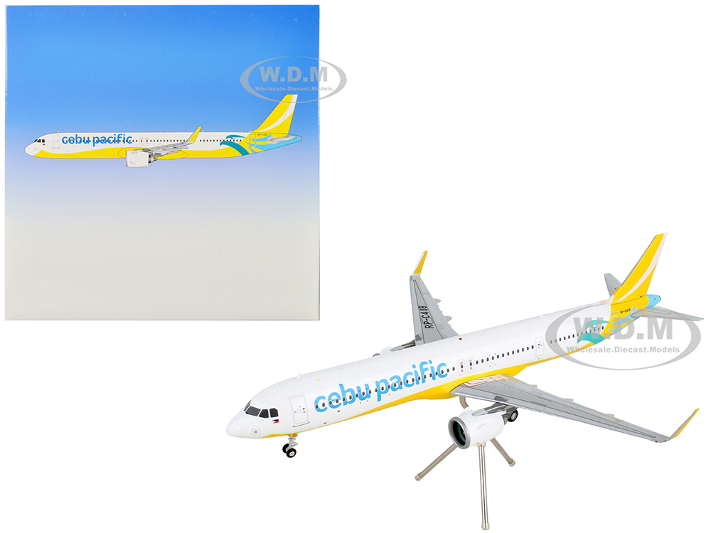 Airbus A321neo Commercial Aircraft Cebu Pacific White and Yellow Gemini 200 Series 1/200 Diecast Model Airplane by GeminiJets